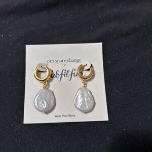 Our Spare Change Gold and White Pearl Earrings - NWT